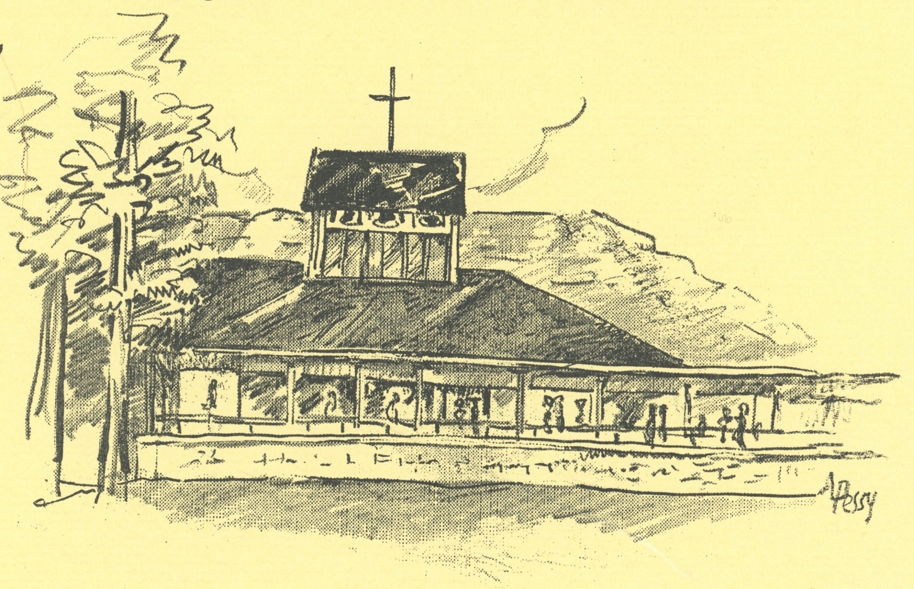 La nouvelle église - dessin de M. Alain Léon Pessy